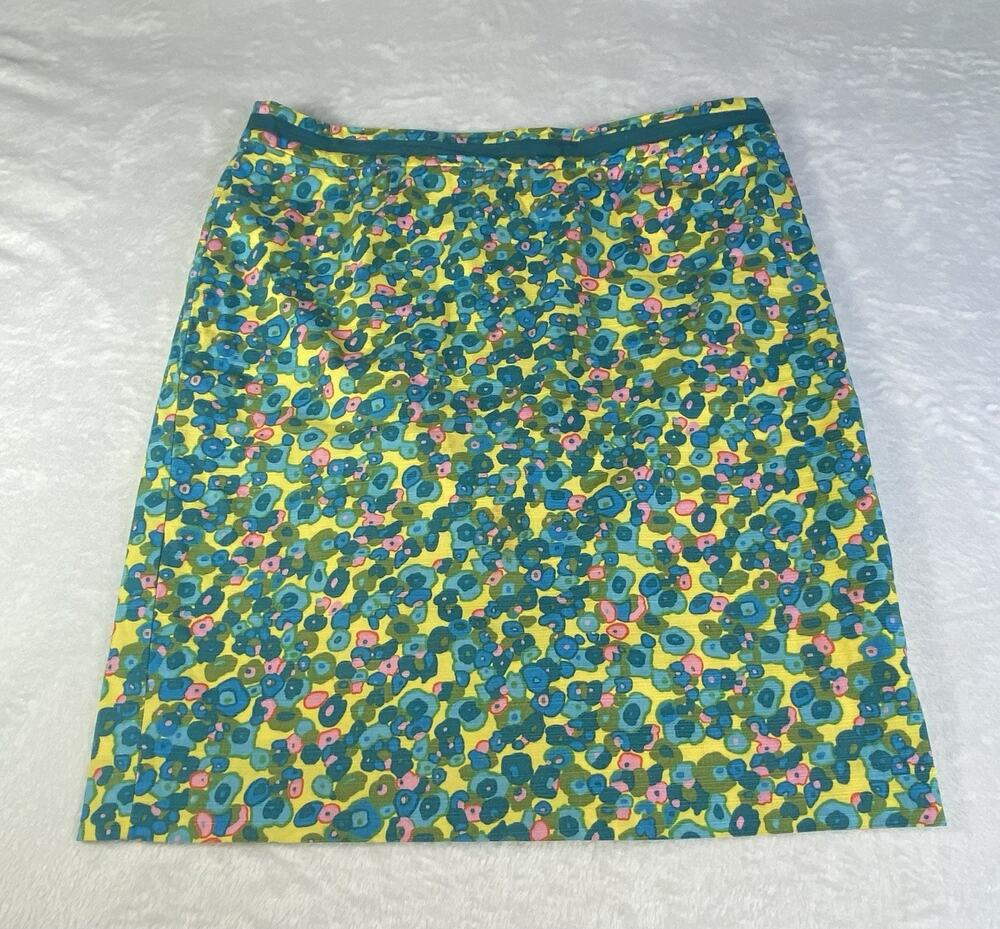 Boden Abstract Floral Midi Skirt Women’s 12 Thick Cotton Lined Artsy Feminine